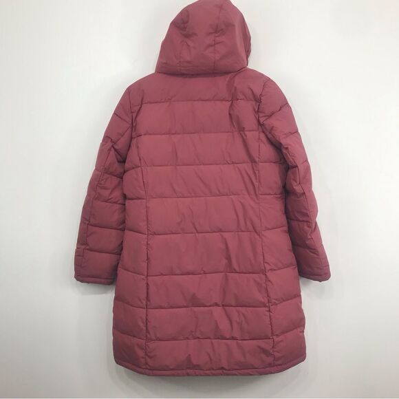 Andrew Mark Maroon Insulated Quilted Puffer Long Coat With Detachable Hood - Picture 8 of 16